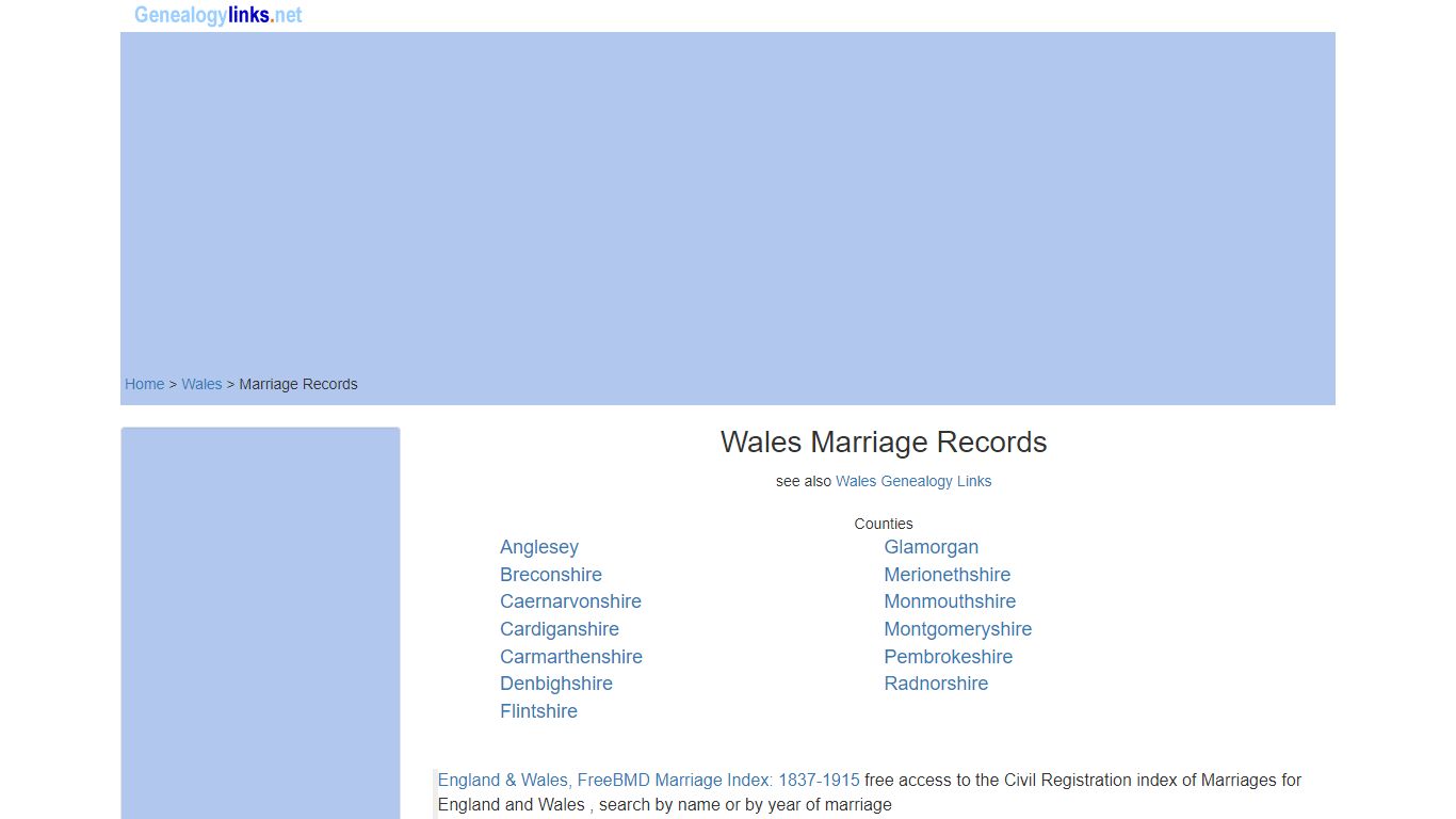Wales Marriage Records - Welsh Marriages - Genealogy Links